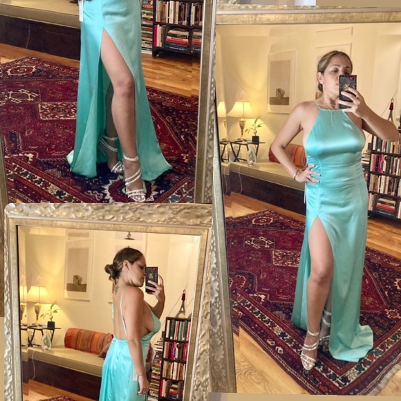 Amanda Uprichard silk gown, mint, size small. - Picture 3 of 3